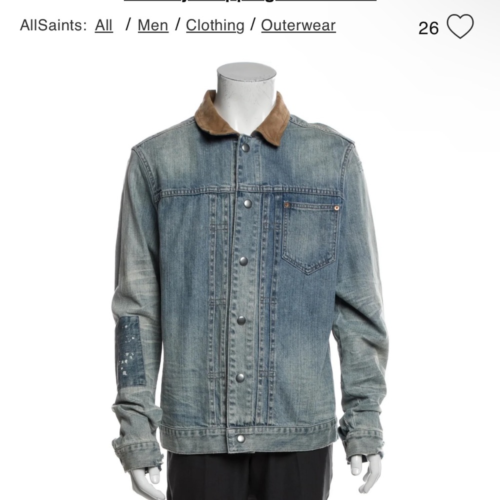 AllSaints Denim Jacket with corduroy collar. Size L in great condition.